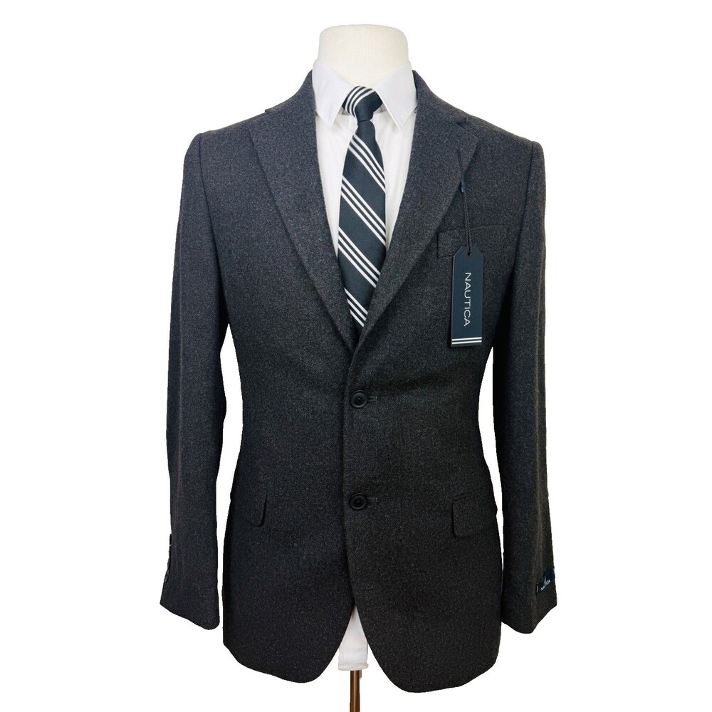 $395 NEW NAUTICA Mens 36R Gray Modern Super Soft Blazer Sport Coat Suit Jacket
